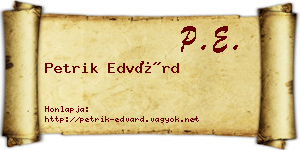 Petrik Edvárd névjegykártya